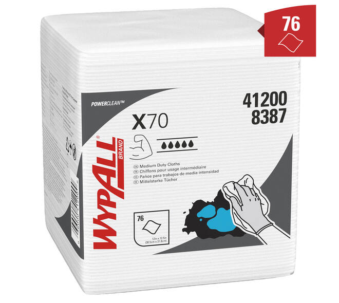 Poetsdoek WypAll X70 PowerClean 305x317mm 12x76vel wit 8387