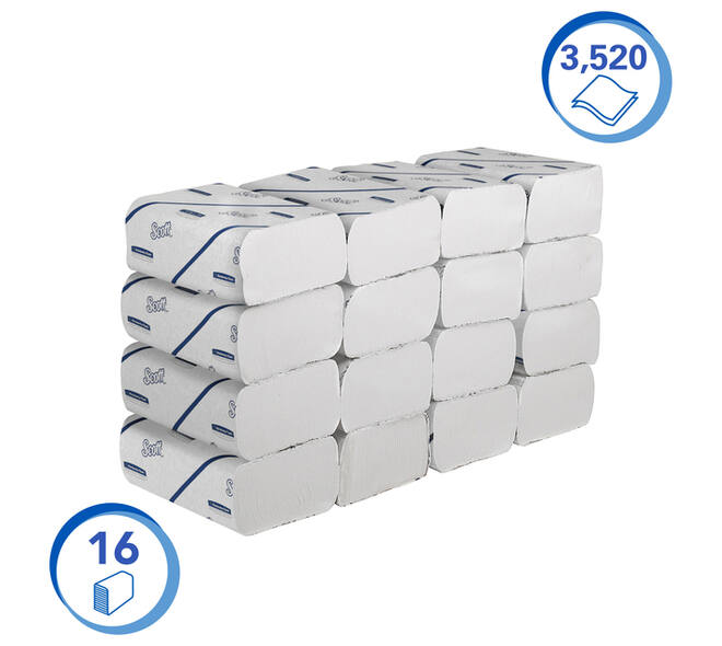 Handdoek Scott i-vouw 2-laags 212x186mm 16x220stuks wit 6609