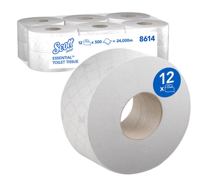 Toiletpapier Scott Essential jumbo 2-laags 200m wit 8614