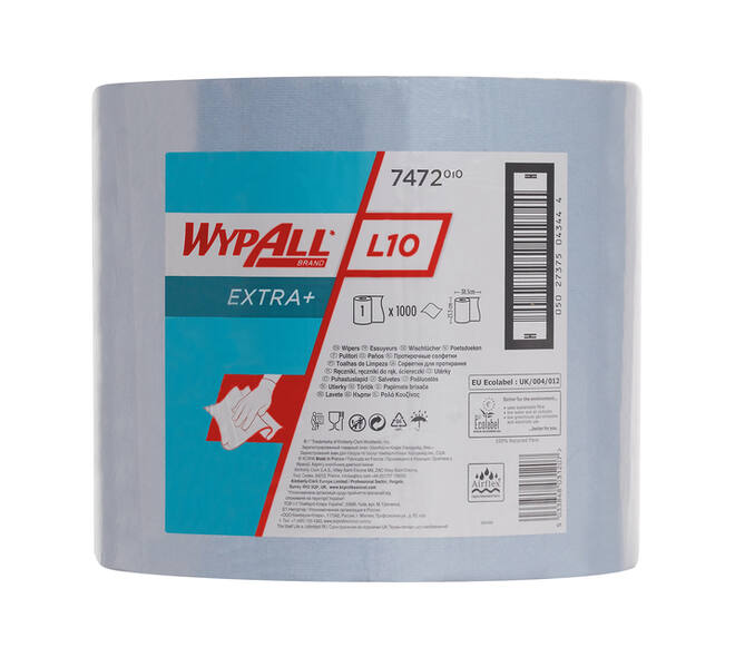 Poetsrol WypAll L10 Extra 1-laags 235mmx380m 1000 vel blauw 7472