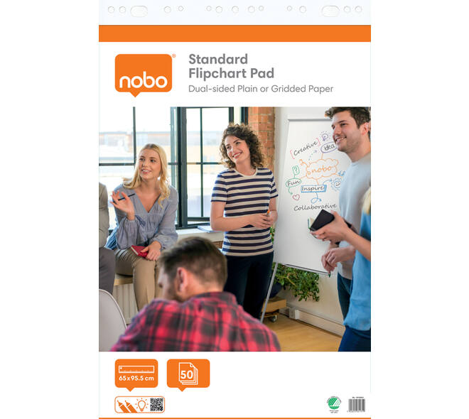 Flipoverpapier Nobo standaard 65x95cm dubbelzijdig rol 50vel