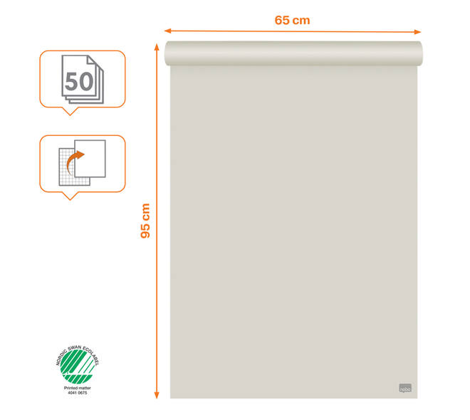 Flipoverpapier Nobo standaard 65x95cm dubbelzijdig rol 50vel