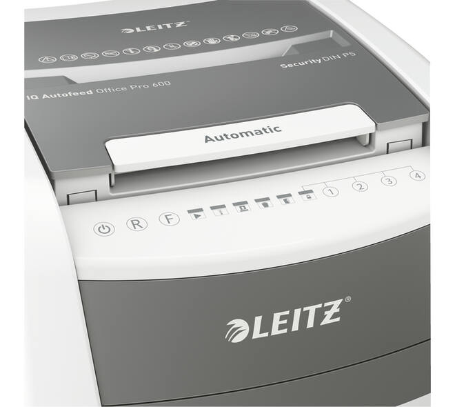 Papiervernietiger Leitz IQ Auto+ Office Pro 600 P5 snippers 2x15mm