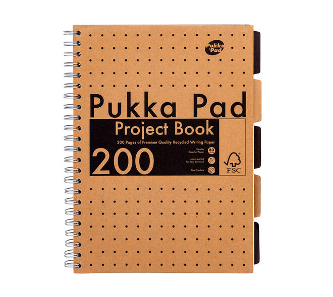 Projectboek Pukka Pad Kraft A4 lijn 5-tabs 200 pagina's 80gr