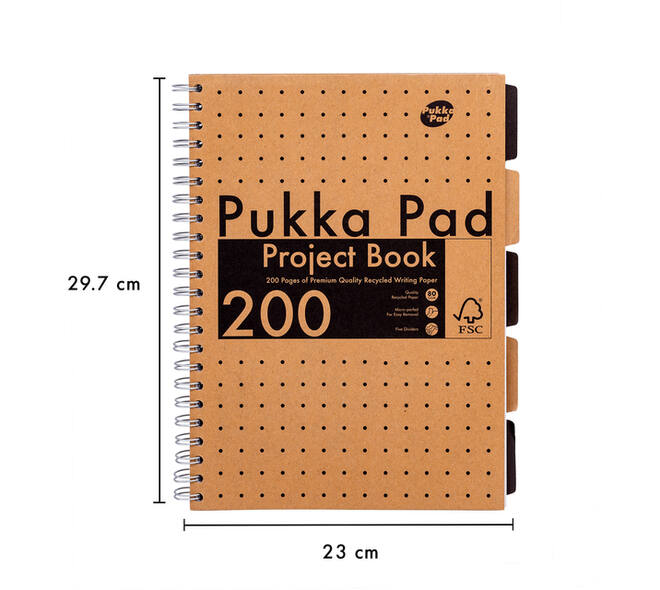 Projectboek Pukka Pad Kraft A4 lijn 5-tabs 200 pagina's 80gr