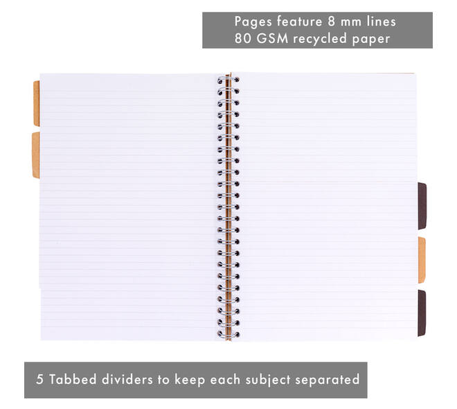 Projectboek Pukka Pad Kraft A4 lijn 5-tabs 200 pagina's 80gr