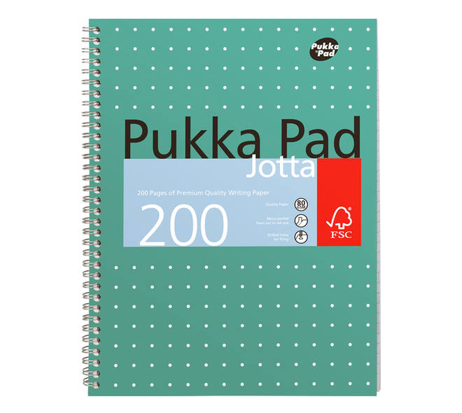 Collegeblok Pukka Pad Jotta A4 lijn 4-gaats 200 pagina's 80gr groen
