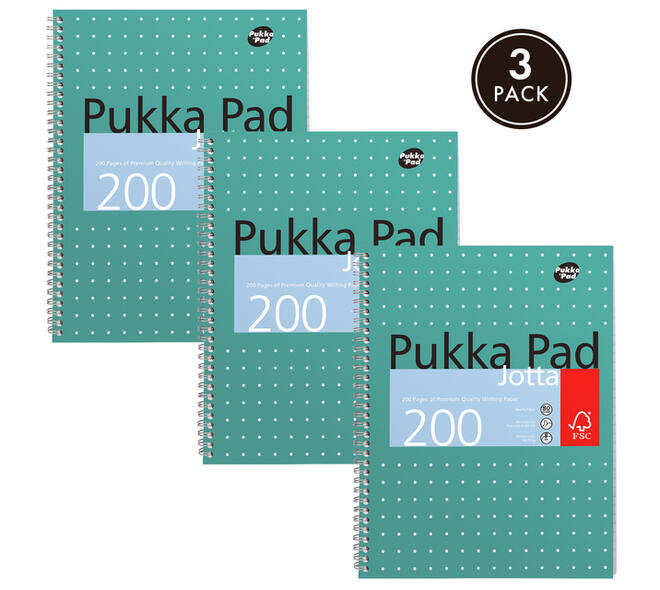 Collegeblok Pukka Pad Jotta A4 lijn 4-gaats 200 pagina's 80gr groen