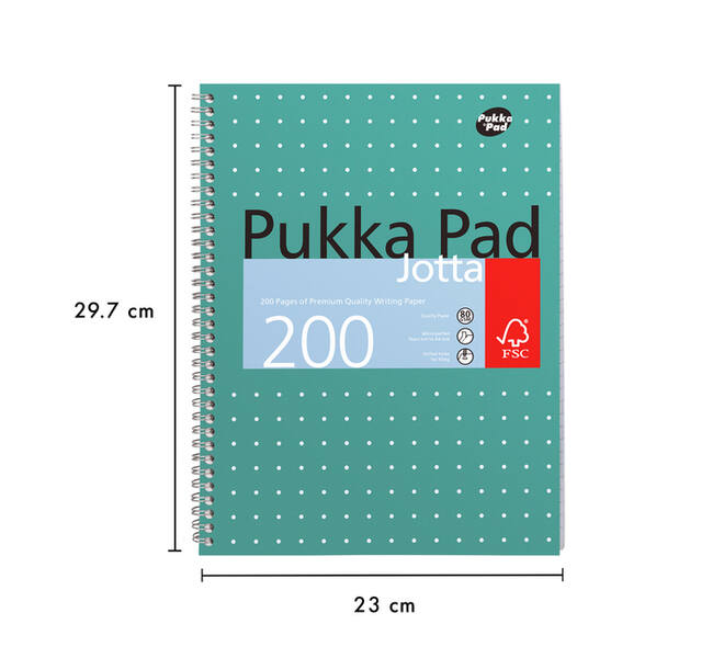 Collegeblok Pukka Pad Jotta A4 lijn 4-gaats 200 pagina's 80gr groen