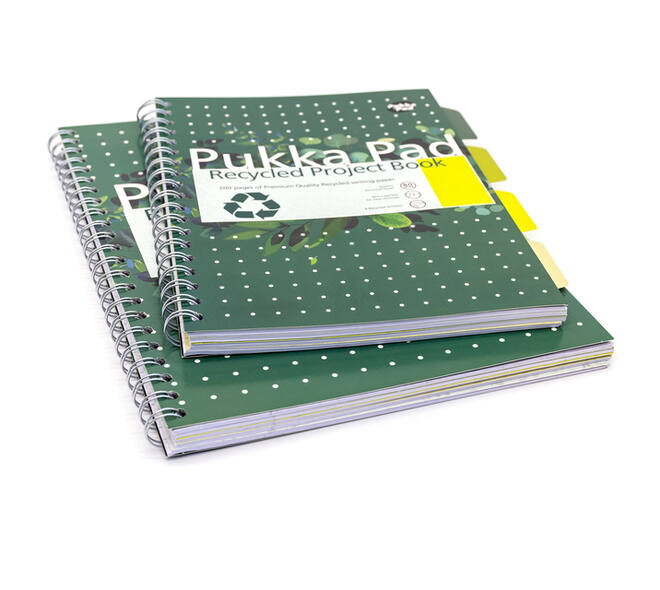 Projectboek Pukka Pad Recycled B5 lijn 4-tabs 200 pagina's 80gr groen
