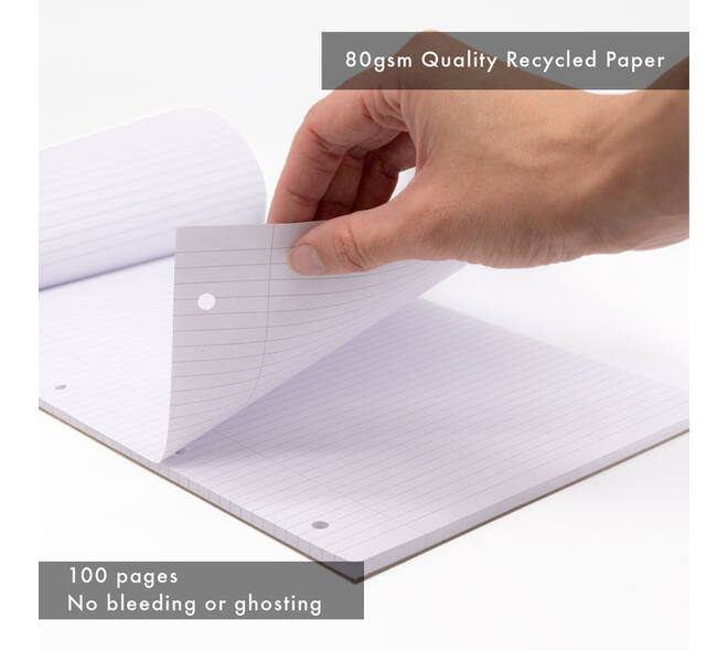 Schrijfblok Pukka Pad Recycled A4 lijn 4-gaats 100 vel 80gr
