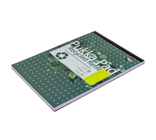 Schrijfblok Pukka Pad Recycled A4 lijn 4-gaats 100 vel 80gr