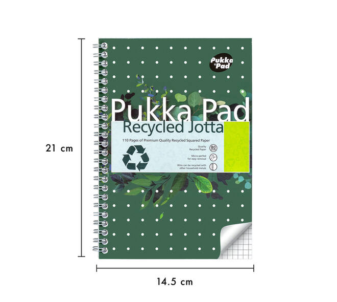 Notitieboek Pukka Pad Jotta A5 ruit 5x5mm 110 pagina's 80gr groen