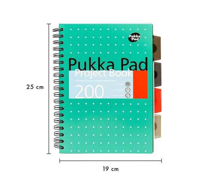 Projectboek Pukka Pad Metallic B5 lijn 4-tabs 200 pagina's 80gr groen
