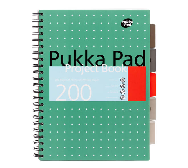 Projectboek Pukka Pad Metallic A4 lijn 5-tabs 200 pagina's 80gr groen