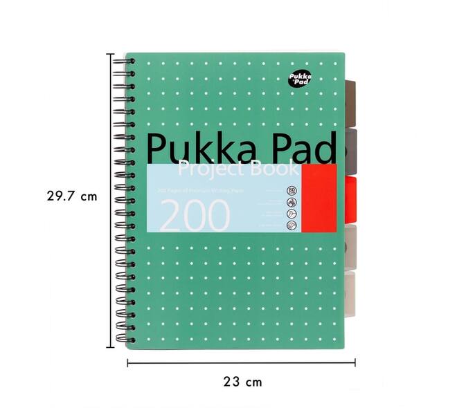 Projectboek Pukka Pad Metallic A4 lijn 5-tabs 200 pagina's 80gr groen