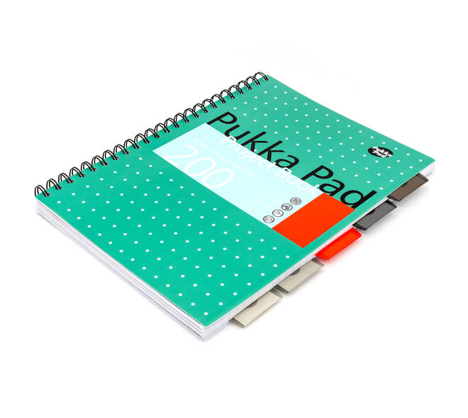 Projectboek Pukka Pad Metallic A4 lijn 5-tabs 200 pagina's 80gr groen