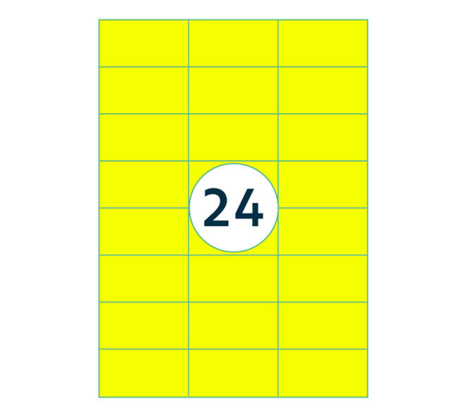 Etiket rillprint 70x37mm fluorgeel 2400 etiketten