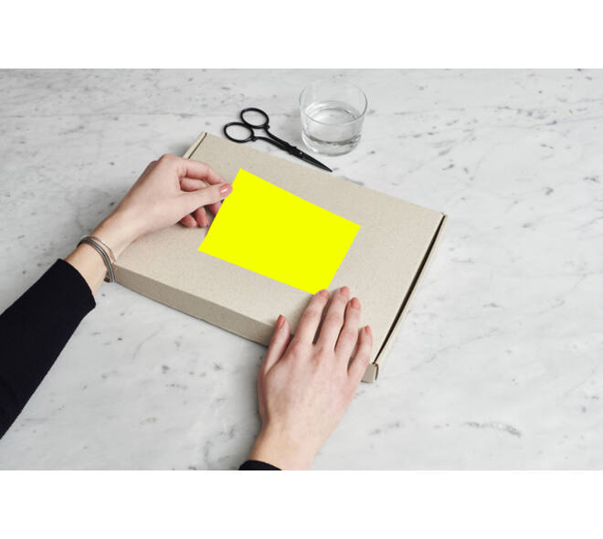 Etiket rillprint 210x148mm fluorgeel 200 etiketten