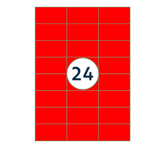 Etiket Rillprint 70x37mm fluor rood 2400 stuks