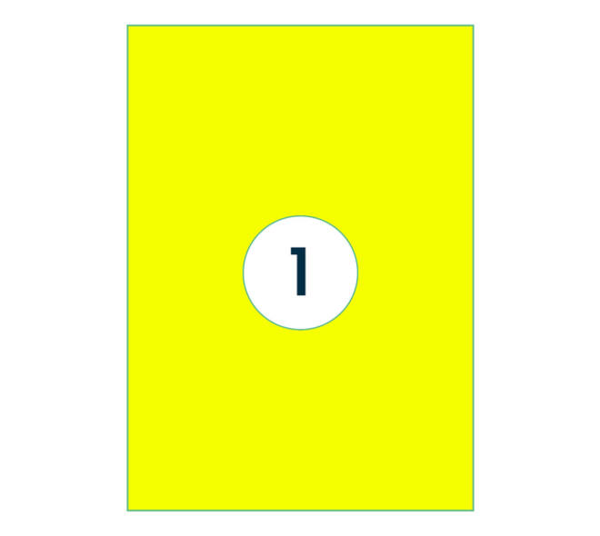 Etiket rillprint 210x297mm fluorgeel 100 etiketten