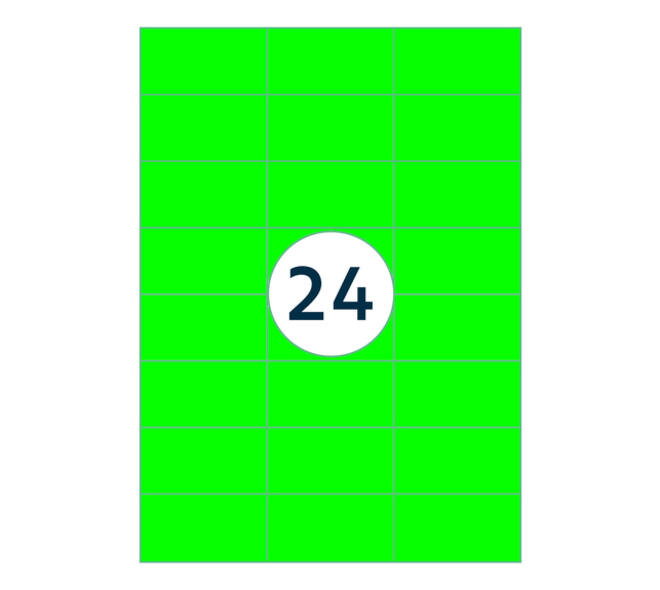 Etiket rillprint 70x37mm fluorgroen 2400 etiketten