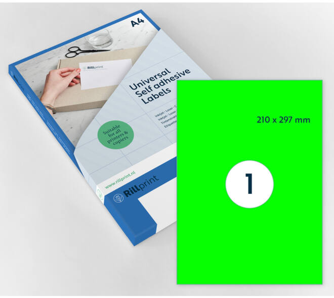 Etiket Rillprint 210x297mm fluorgroen 100 etiketten