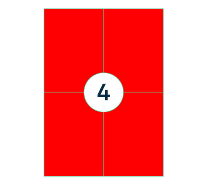 Etiket rillprint 105x148mm fluorrood 400 etiketten