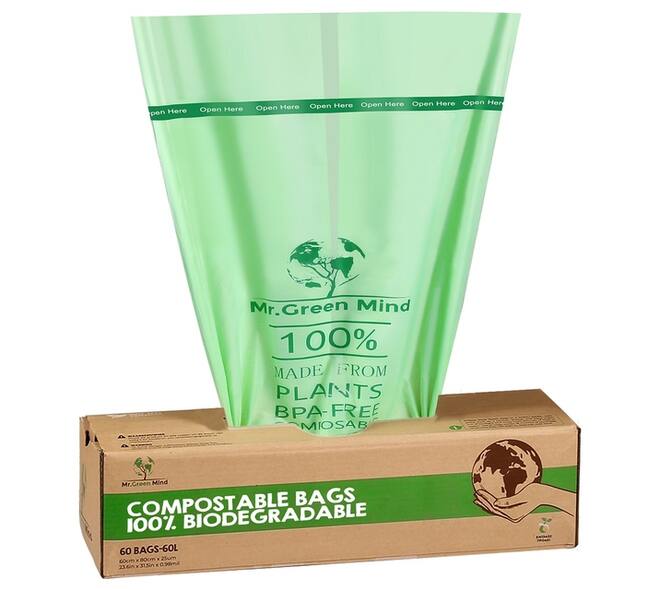 Afvalzak bio Mr.Green Mind 60x80cm 60 liter dispenser 60 stuks