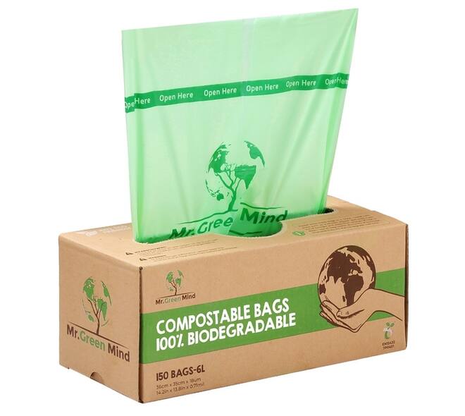 Afvalzak bio Mr.Green Mind 36x35cm 6 liter dispenser 150 stuks