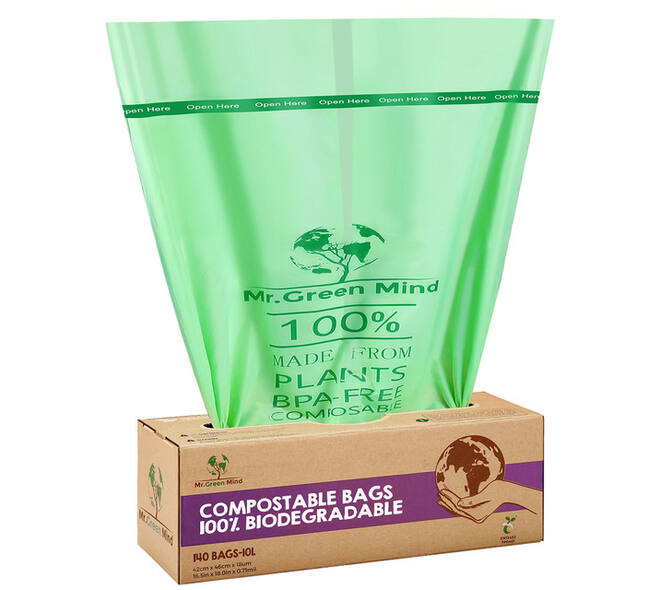Afvalzak bio Mr.Green Mind 43x46cm 10 liter dispenser 140 stuks