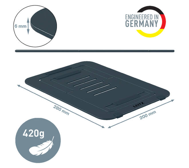 Laptopstandaard Leitz Ergo Aluminium plat verstelbaar