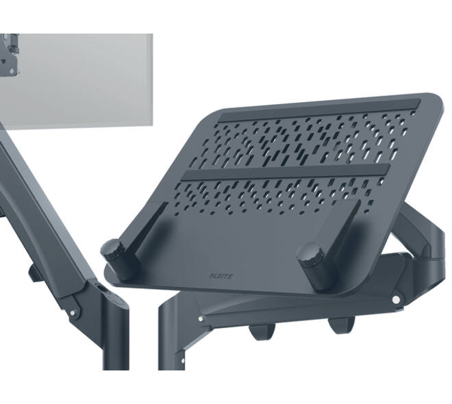 Monitor- en laptoparm Leitz Ergo ruimtebesparend dubbel donkergrijs