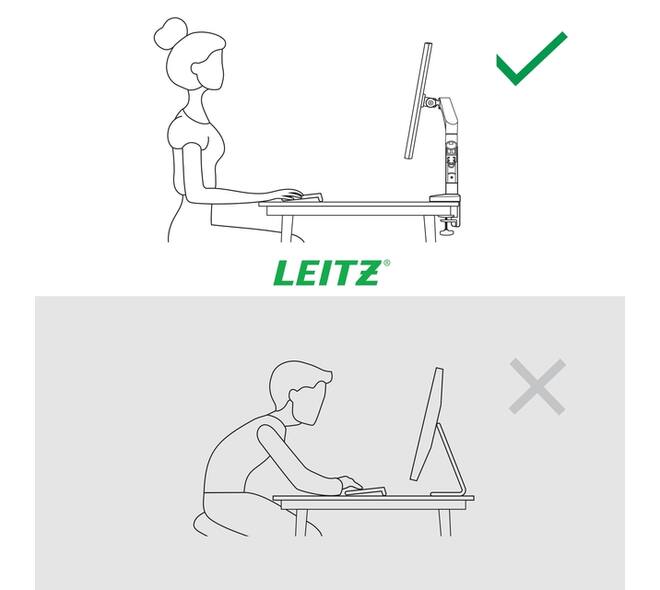 Monitorarm Leitz Ergo ruimtebesparend dubbel donkergrijs