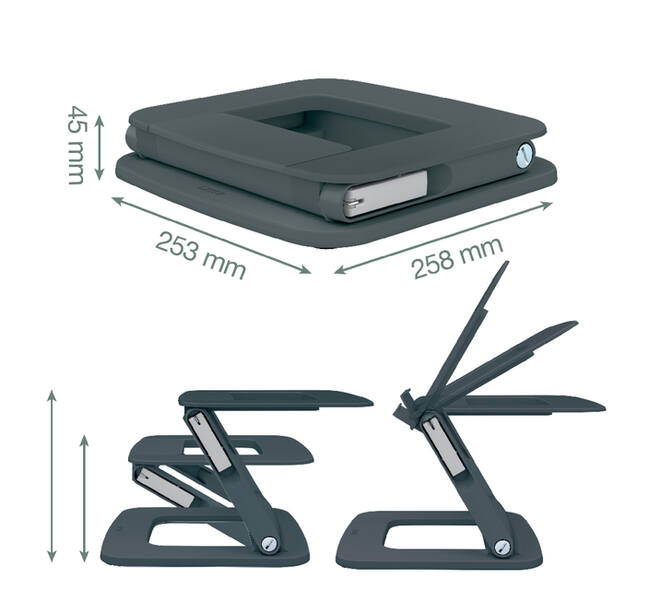Laptopstandaard Leitz Ergo verstelbare multihoek grijs