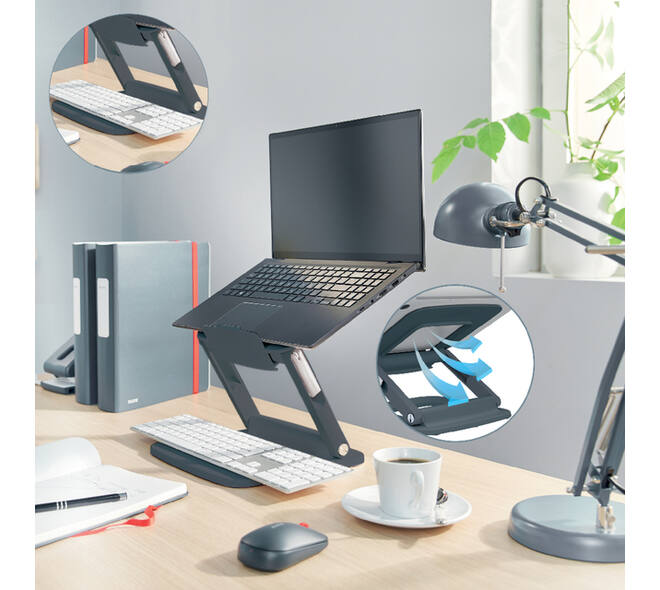 Laptopstandaard Leitz Ergo verstelbare multihoek grijs