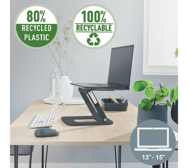 Laptopstandaard Leitz Ergo verstelbare multihoek grijs
