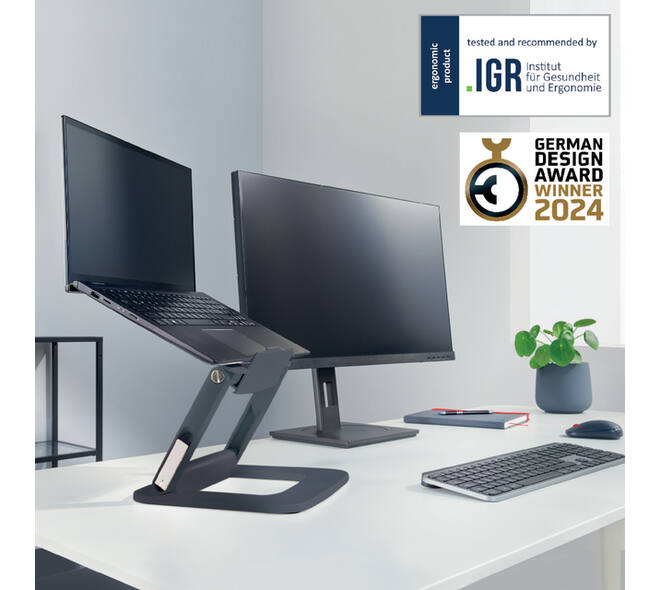 Laptopstandaard Leitz Ergo verstelbare multihoek grijs