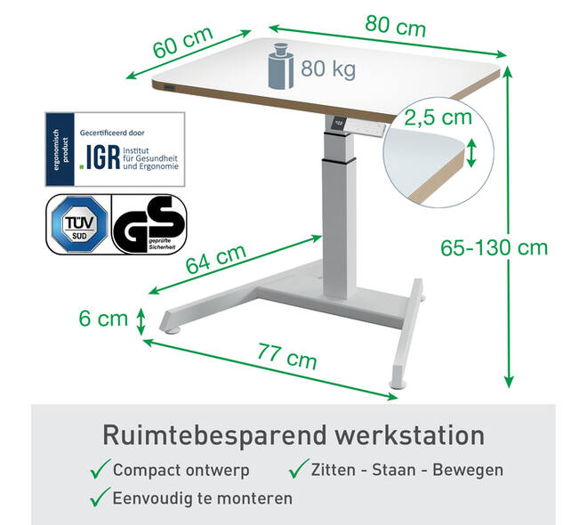 Zit-sta bureau Leitz Ergo elektrisch compact