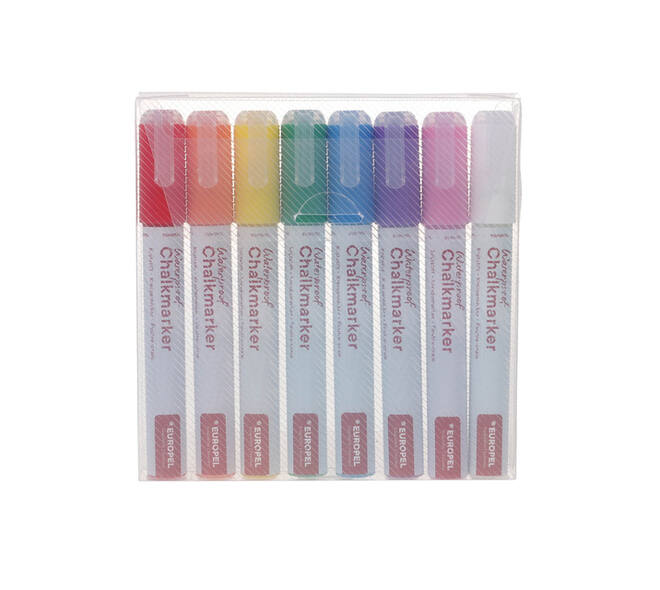 Krijtstift Europel watervast 3-6mm assorti etui 8 stuks