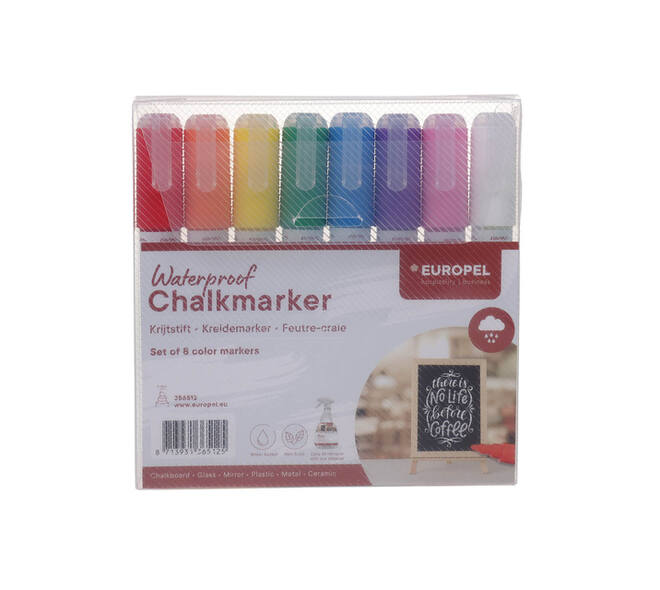 Krijtstift Europel watervast 3-6mm assorti etui 8 stuks