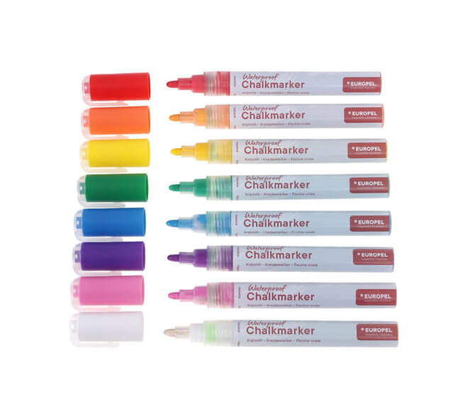 Krijtstift Europel watervast 3-6mm assorti etui 8 stuks