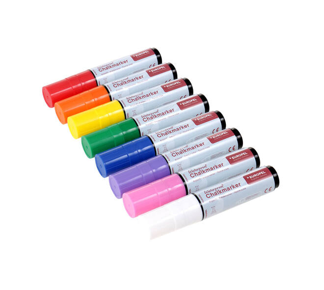 Krijtstift Europel watervast 15mm assorti etui 8 stuks