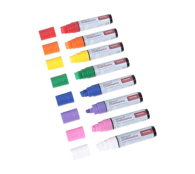 Krijtstift Europel watervast 15mm assorti etui 8 stuks