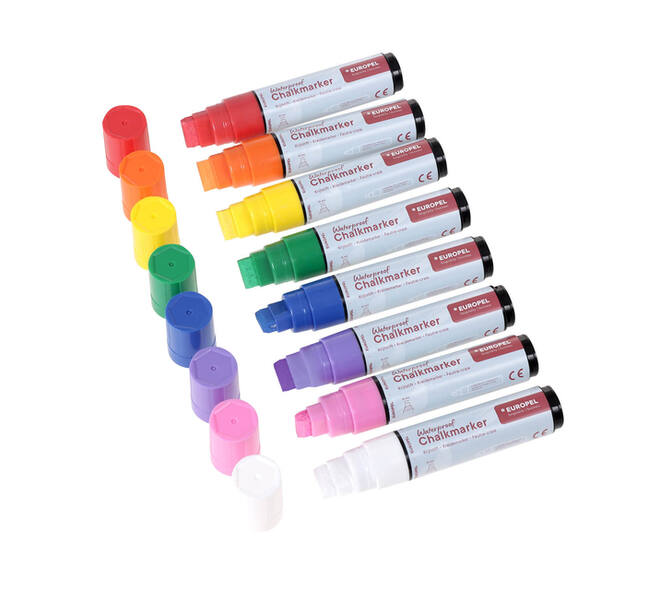 Krijtstift Europel watervast 15mm assorti etui 8 stuks