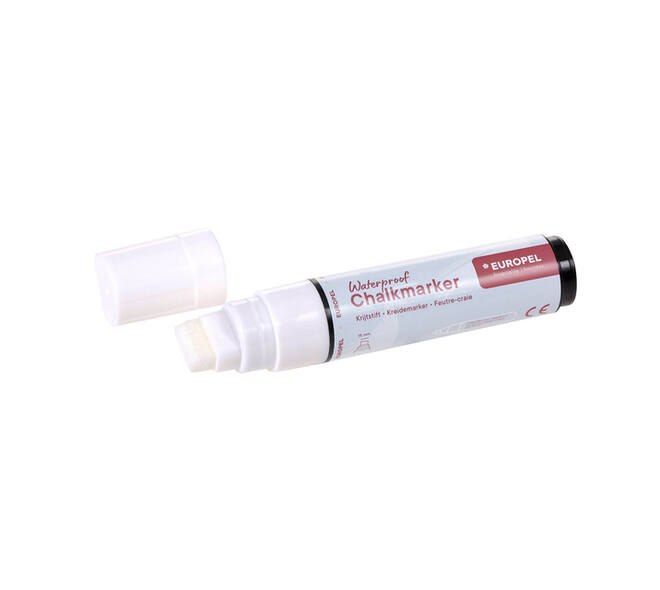 Krijtstift Europel watervast 15mm wit blister 1 stuk