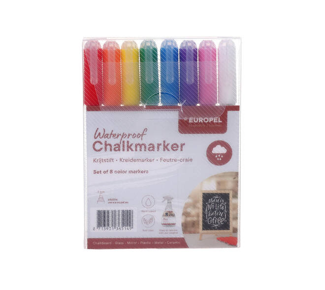 Krijtstift Europel watervast 1-3mm assorti etui 8 stuks