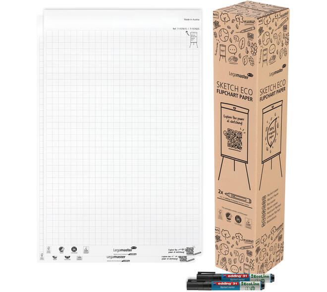 Flipoverpapier Legamaster SKETCH ECO raster 2x 50 vellen