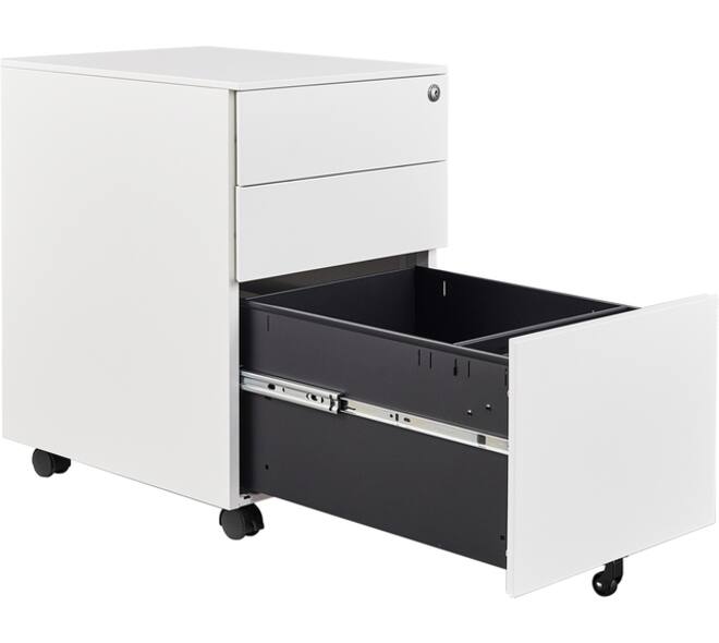 Ladeblok Euroseats 3 lade (2+1) 50x39x60cm op wieltjes wit