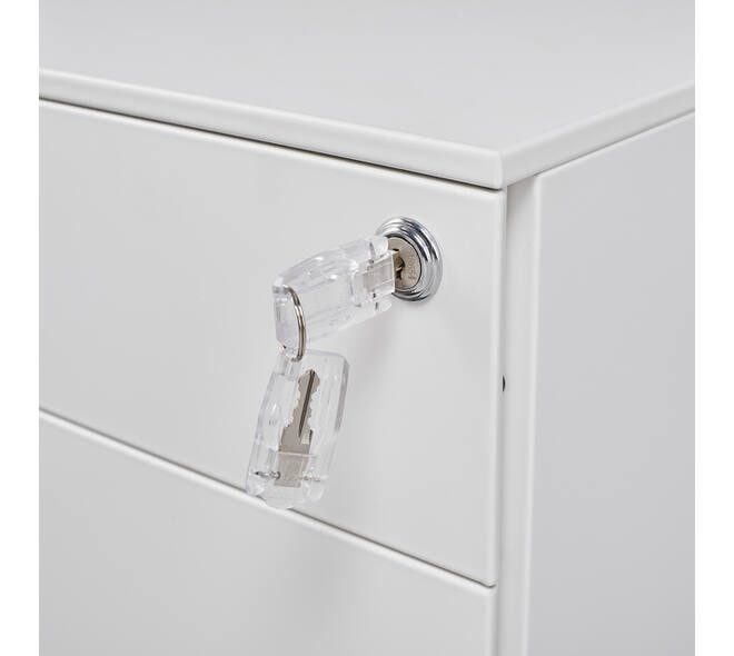 Ladeblok Euroseats 3 lade (2+1) 50x39x60cm op wieltjes wit